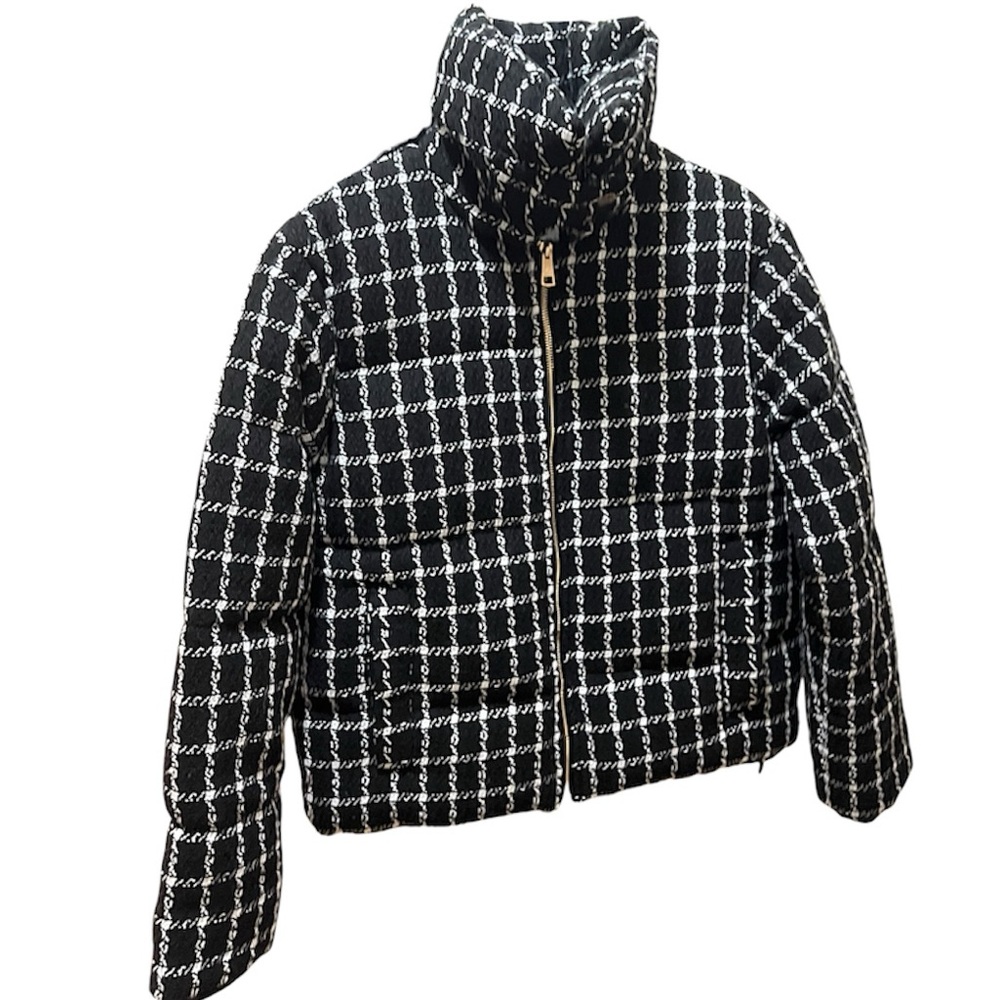 Jason Wu Plaid Tweed Quilted Puffer Jacket black & white - NWT - Picture 3 of 11
